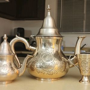 4pc brass vintage tea set